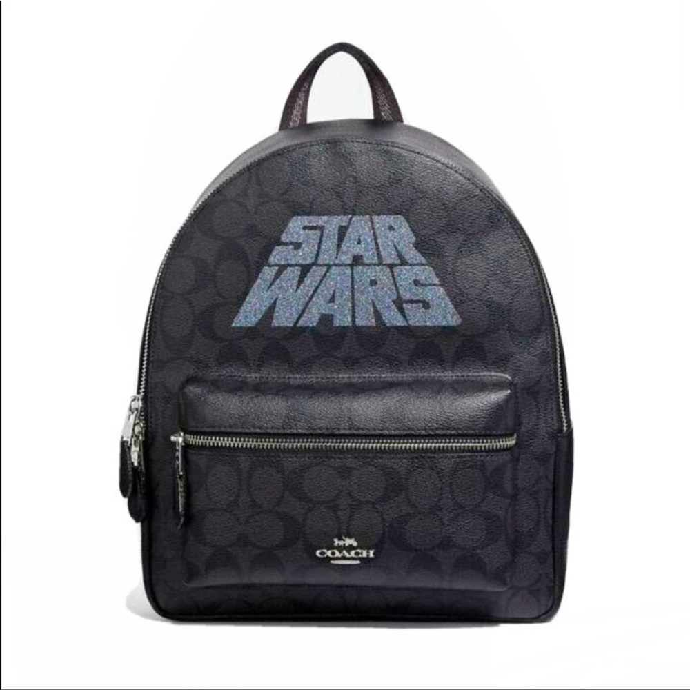 Authentic Star Wars X Coach Medium Charlie Backpack Signature Canvas with Motif